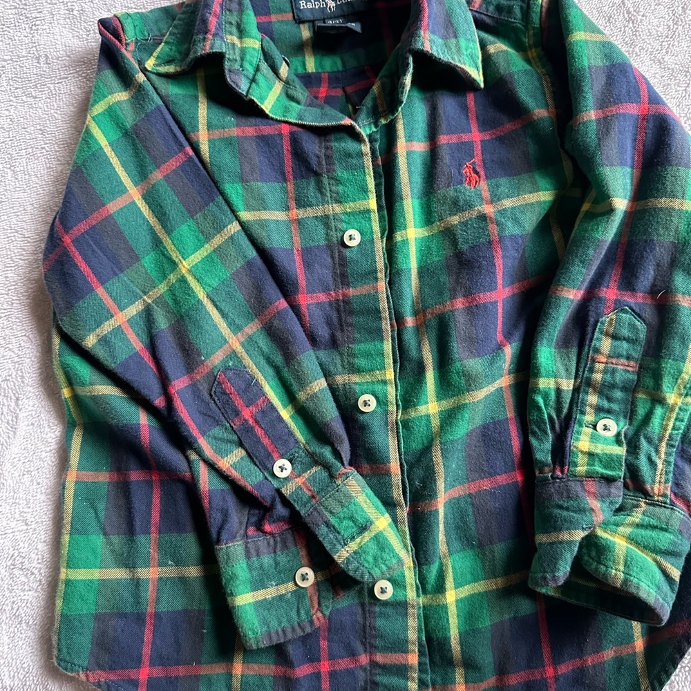 Ralph Lauren Polo 3T Toddler Boys Plaid Botton Up Long Sleeve Shirt